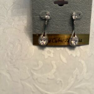 Elegant Silver Cubic Zirconia Drop Earrings